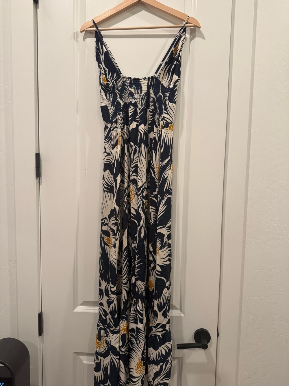 Maaji Navy Blue Floral Maxi Dress with Cream and Yellow Accents - Picture 6 of 7
